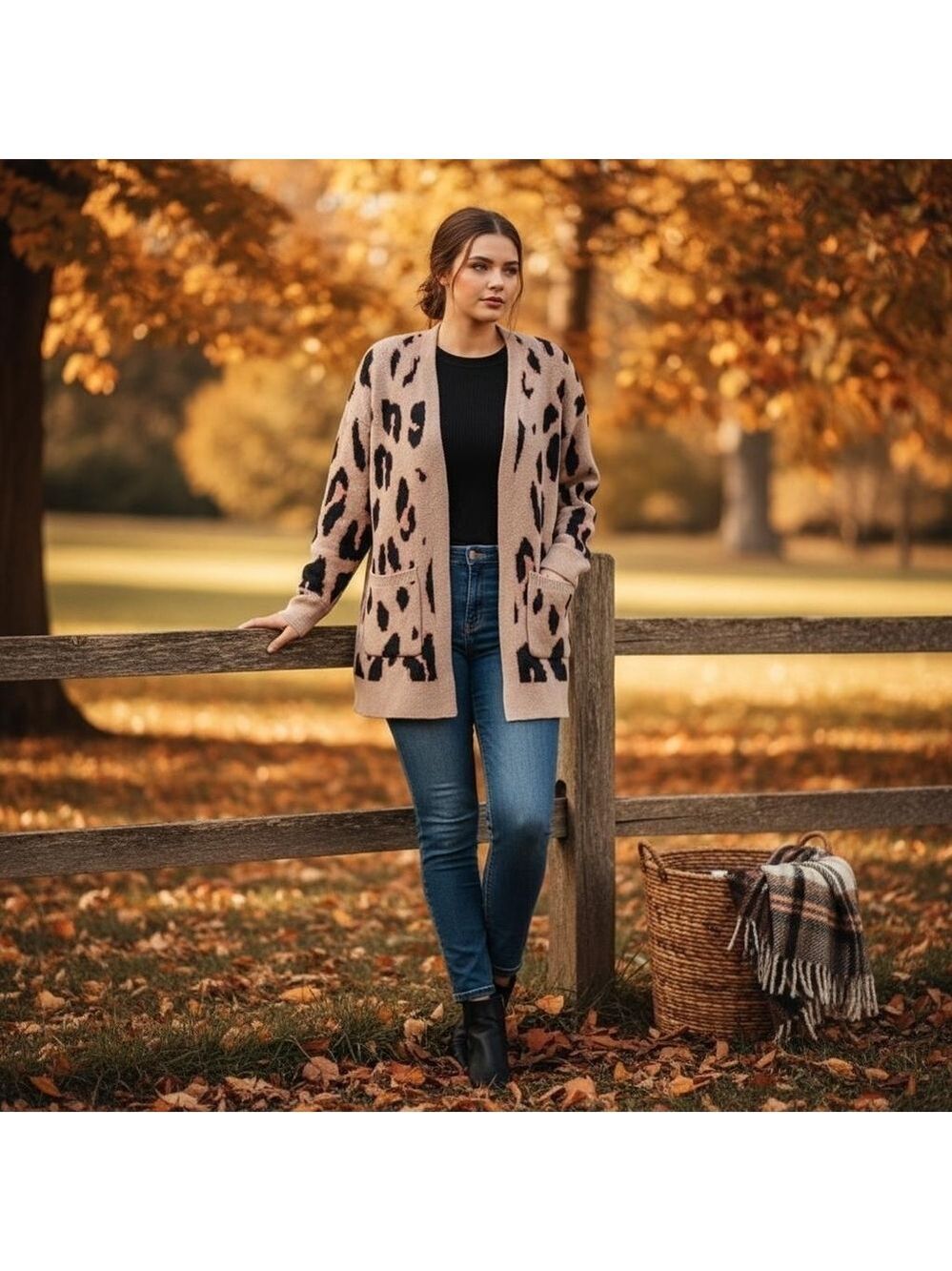 Fashion Cheetah Print Open Cardigan  Size Medium